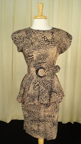 80s does 40s Wild Peplum Dress