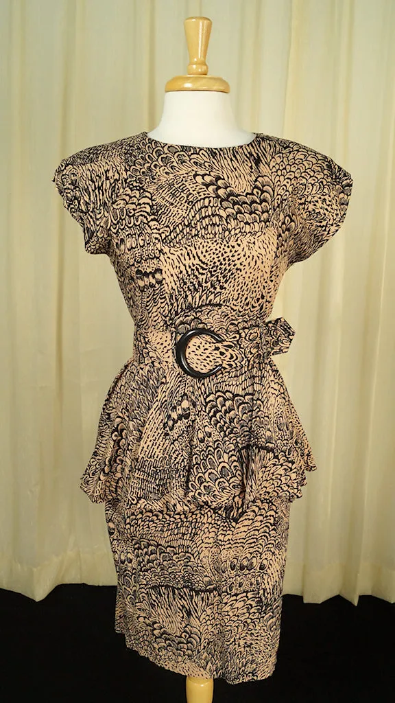 80s does 40s Wild Peplum Dress