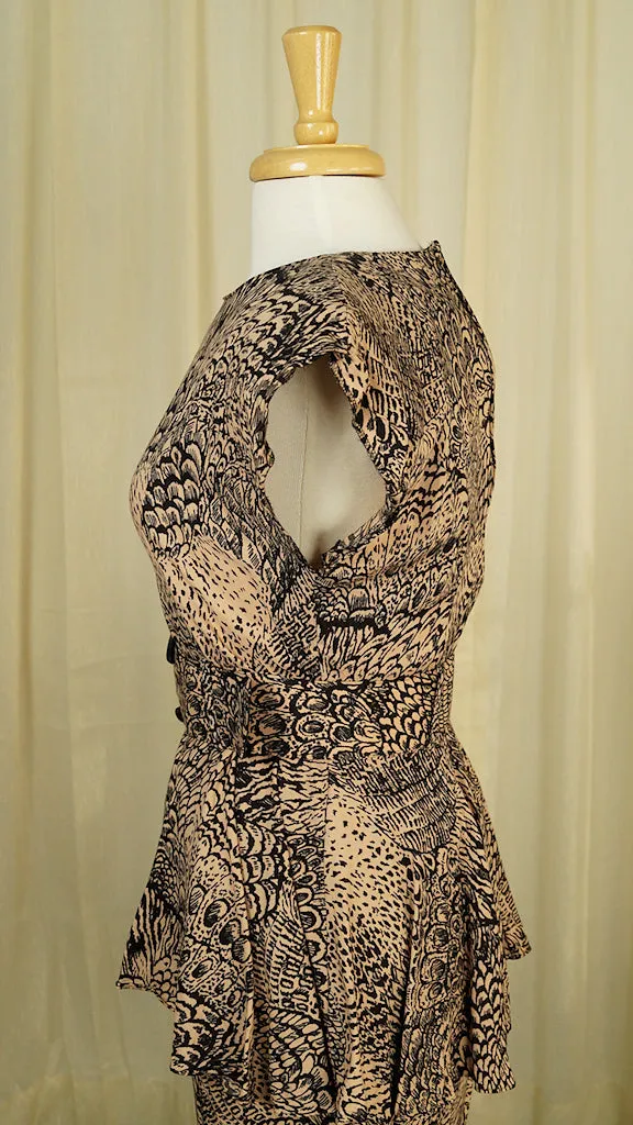 80s does 40s Wild Peplum Dress