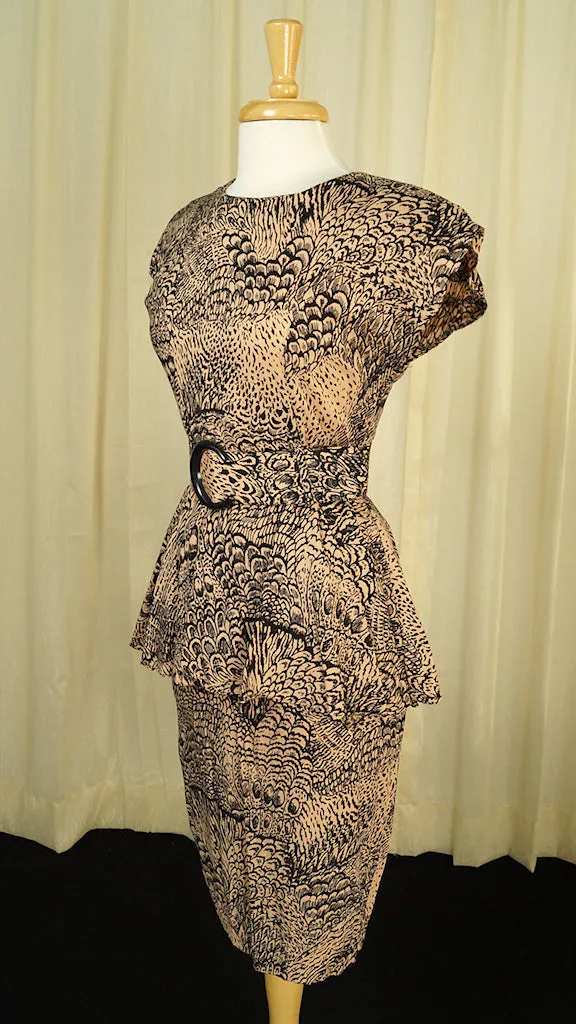 80s does 40s Wild Peplum Dress