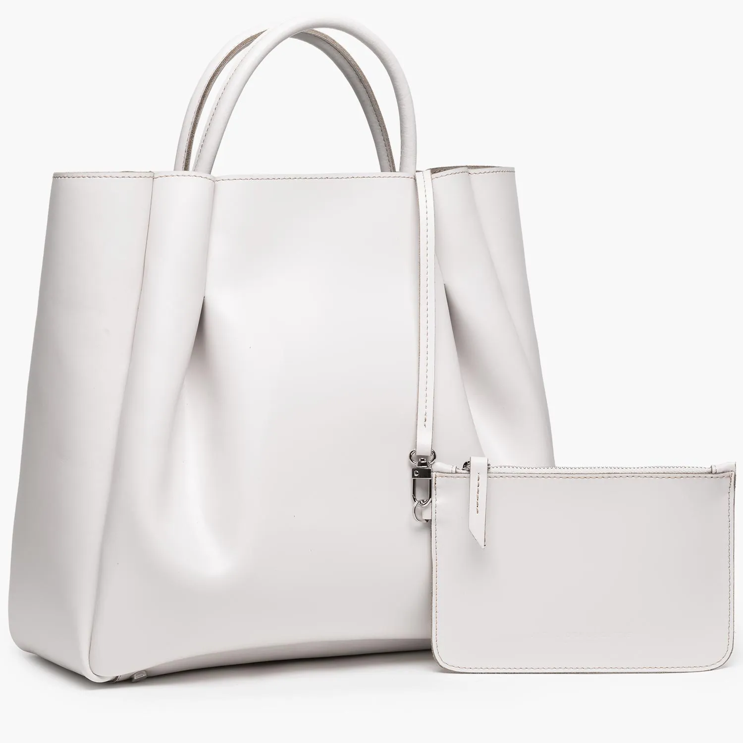 Amalfi Large Leather Tote Bag - Cream