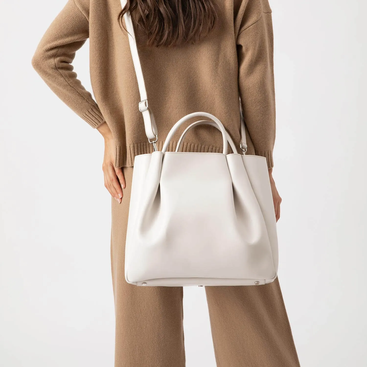 Amalfi Large Leather Tote Bag - Cream