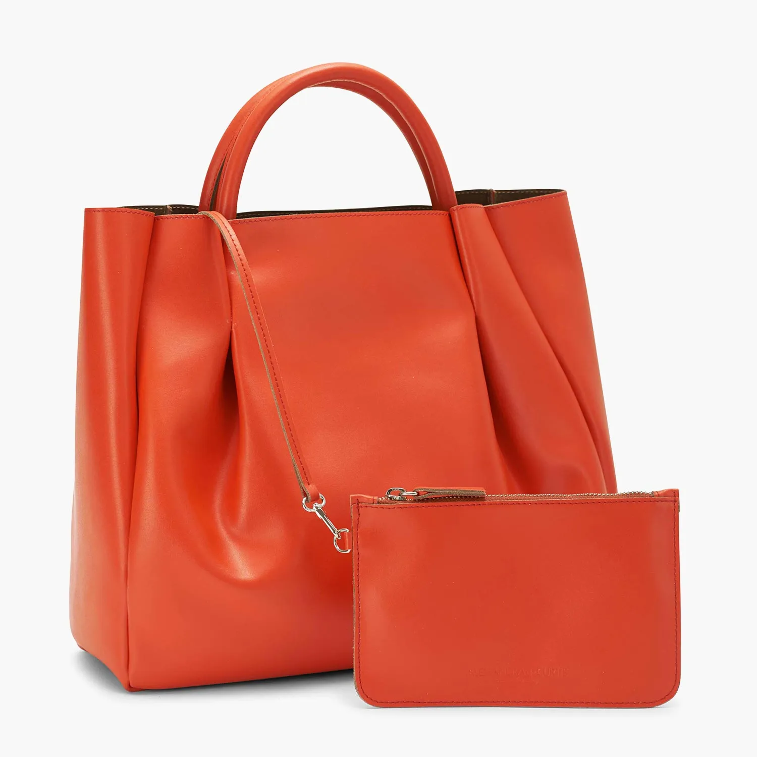 Amalfi Large Leather Tote Bag - Orange