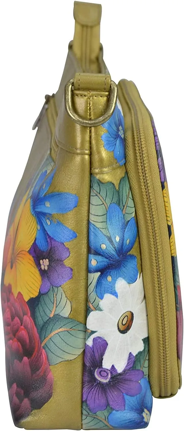 Anuschka Womens Genuine Leather Shoulder Organiser - Hand Painted Exterior