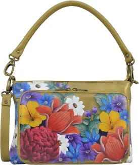 Anuschka Womens Genuine Leather Shoulder Organiser - Hand Painted Exterior