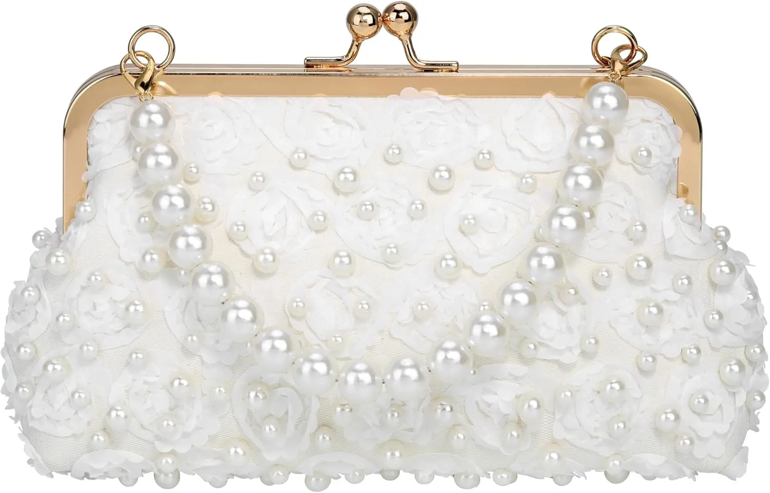 Ayliss Pearl Clutch Purses for Women Wedding Bridal Evening Small Clutch Crossbody Handbag Full Beaded Parites Prom