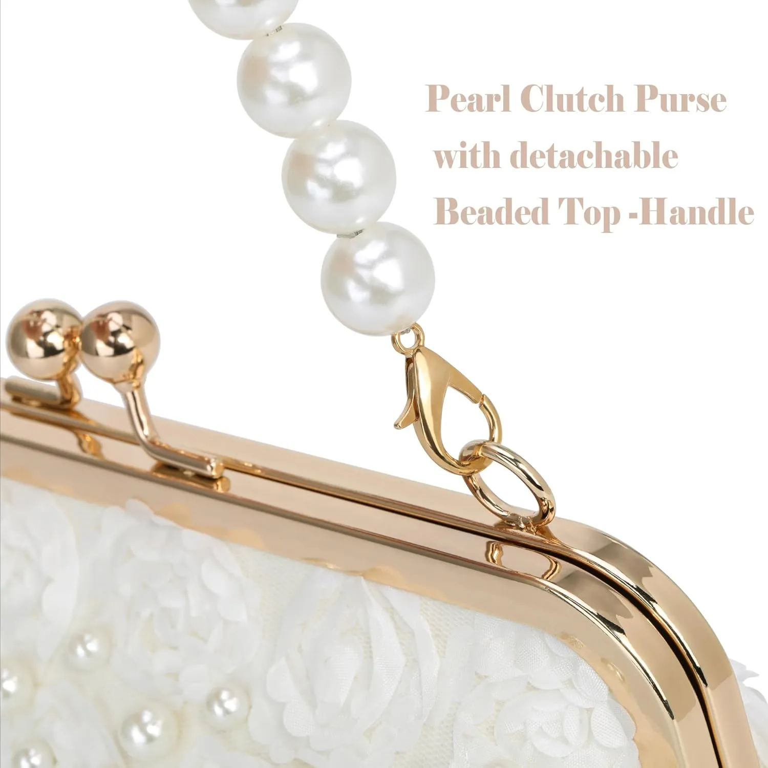 Ayliss Pearl Clutch Purses for Women Wedding Bridal Evening Small Clutch Crossbody Handbag Full Beaded Parites Prom
