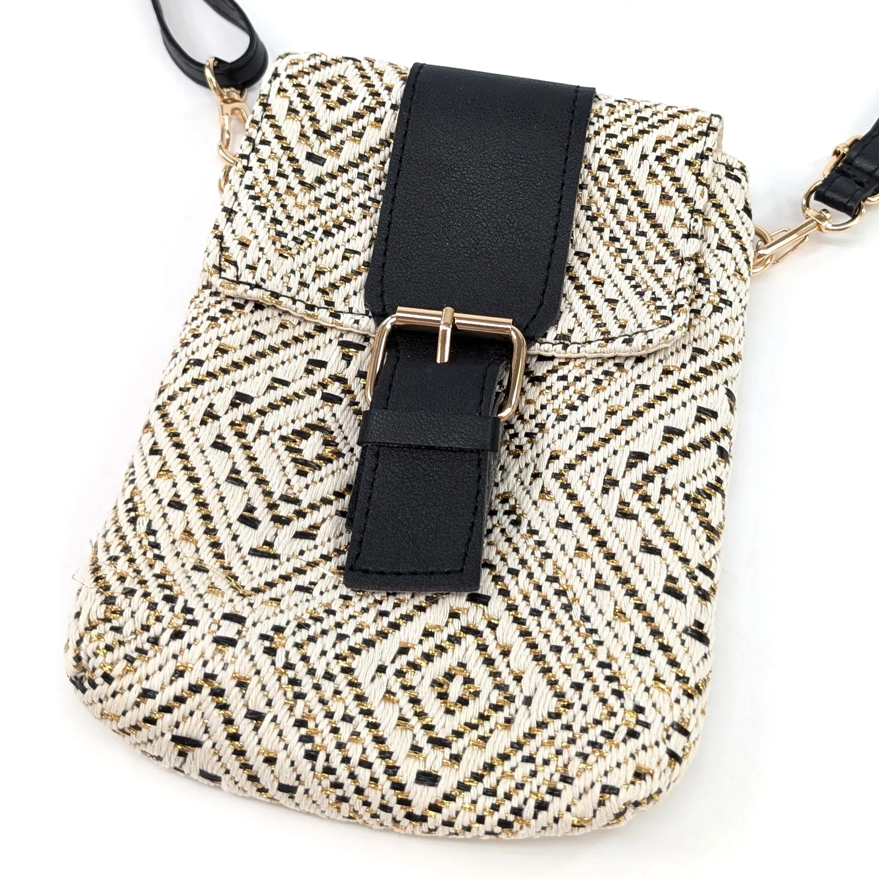Aztec Buckle Crossbody Bag - Black