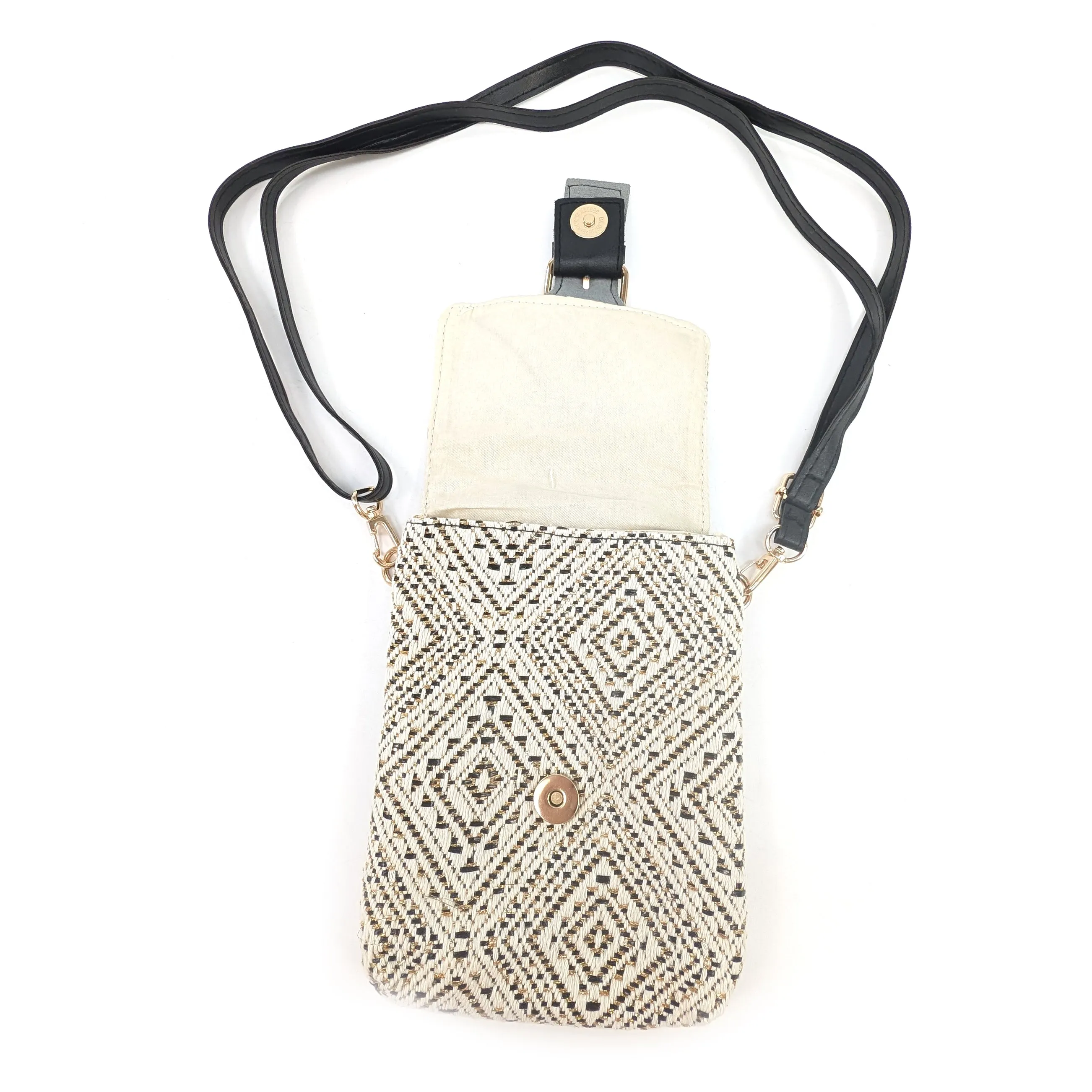 Aztec Buckle Crossbody Bag - Black