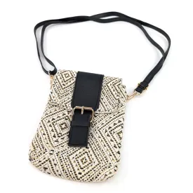 Aztec Buckle Crossbody Bag - Black