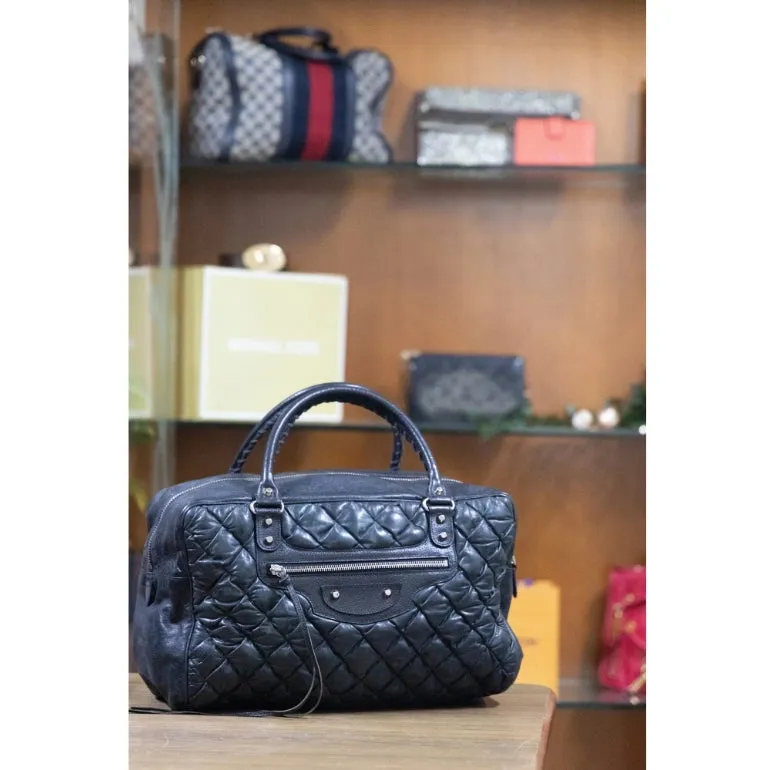 Balenciaga Plombe Quilted Chevre Satchel