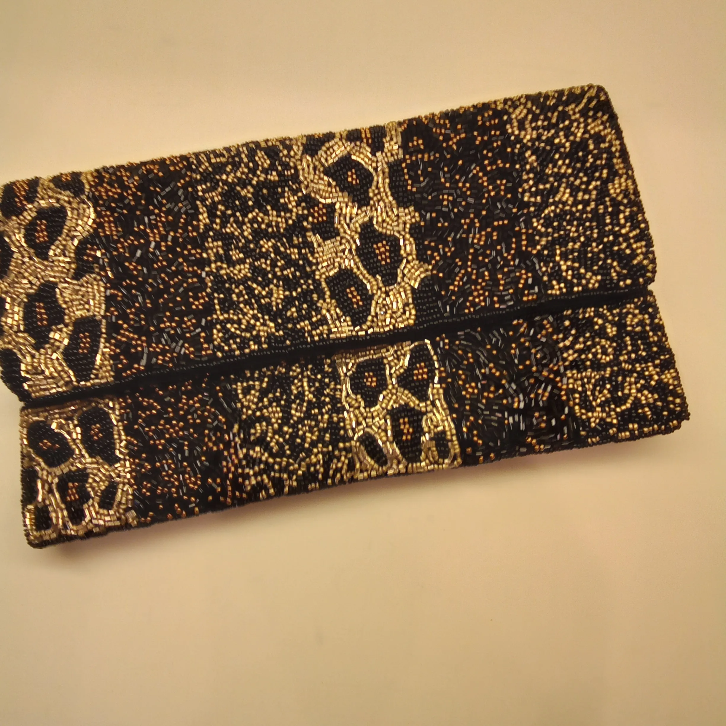 Beaded Animal Print Clutch Handbag