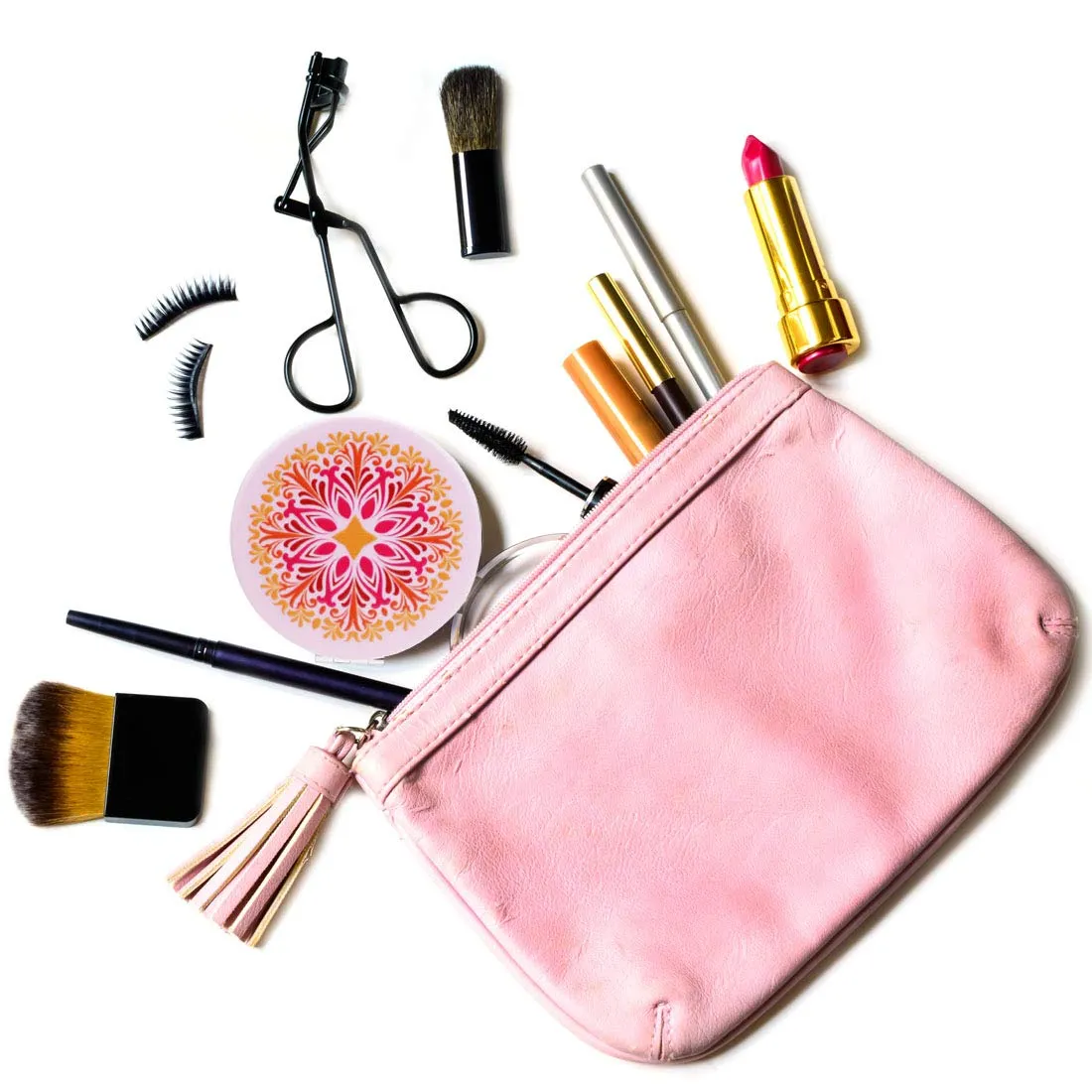 Beaufy Magnifying Compact Mirror Cosmetic Makeup Double Side Folding Pocket Purse Handheld Small Mini Beauty Travel Mirrors 2X Magnification for Women Girls Lady Party Favor Gift Mandala Design 6 Pack