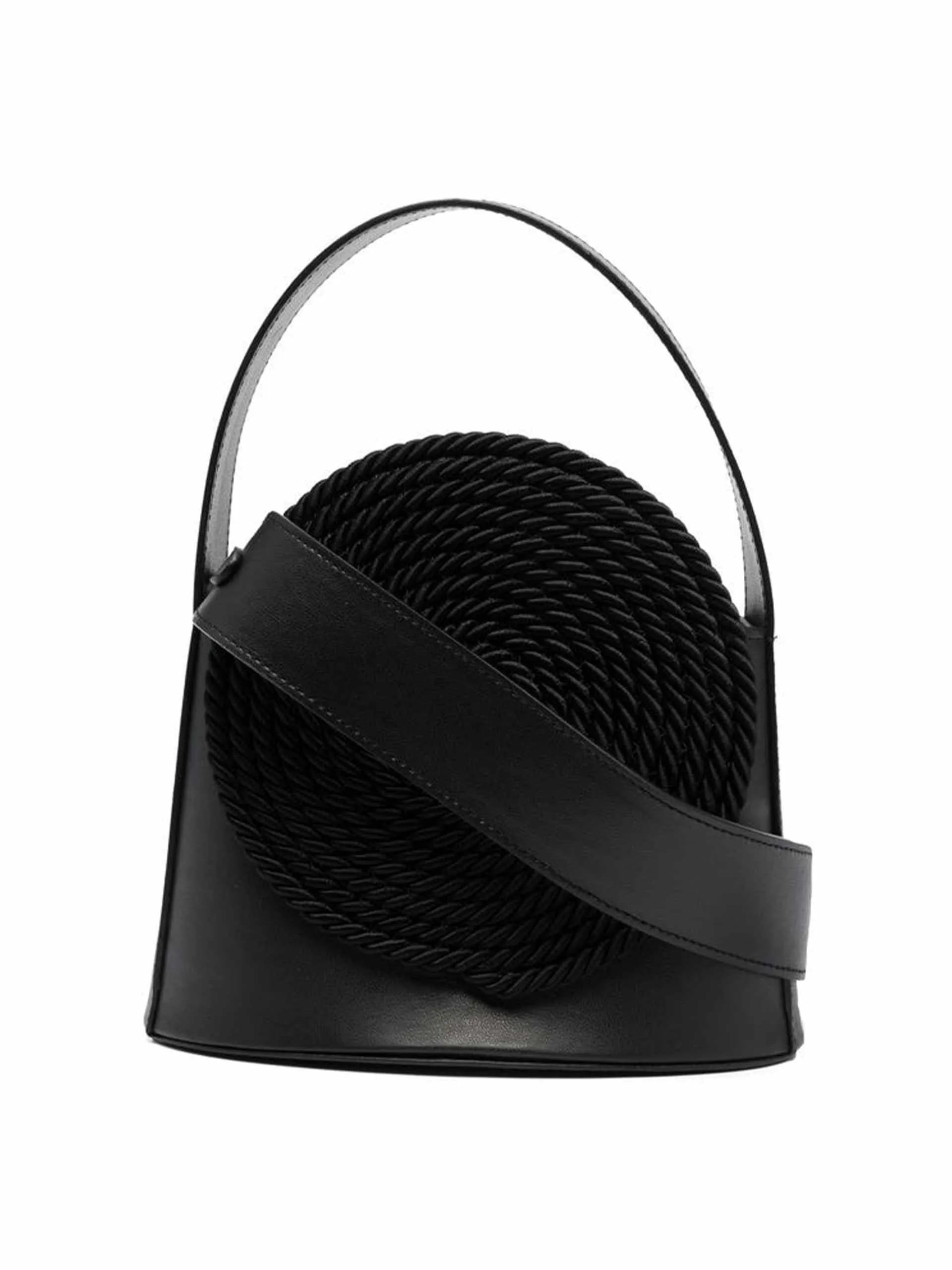 Black leather and rope handbag
