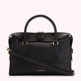 BLACK MEDIUM SNAKE EMBOSSED LEATHER DYLAN HANDBAG