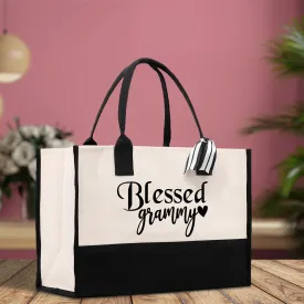 Blessed Grammy Grandma Cotton Canvas Tote Bag Grandma Tote Bag Grandma Nana Bag Grandma Gift Bag Shopping Bag Mothers Day Gift