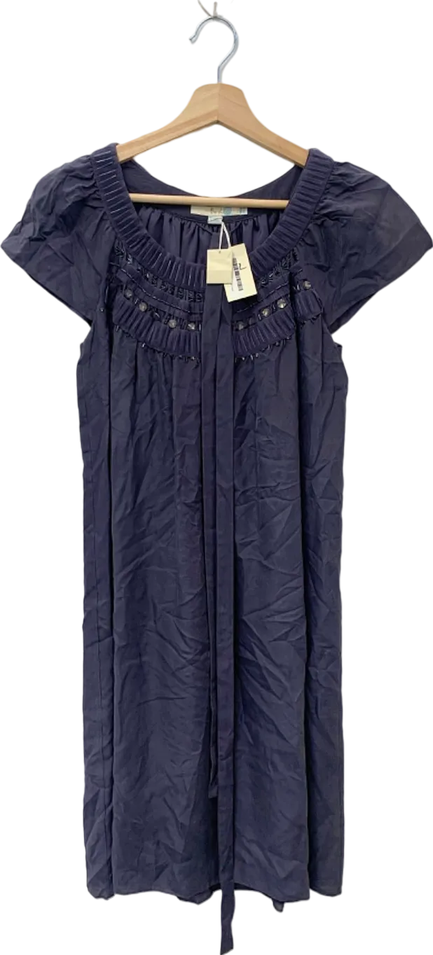 Boden Navy Beaded Silk Dress UK 14