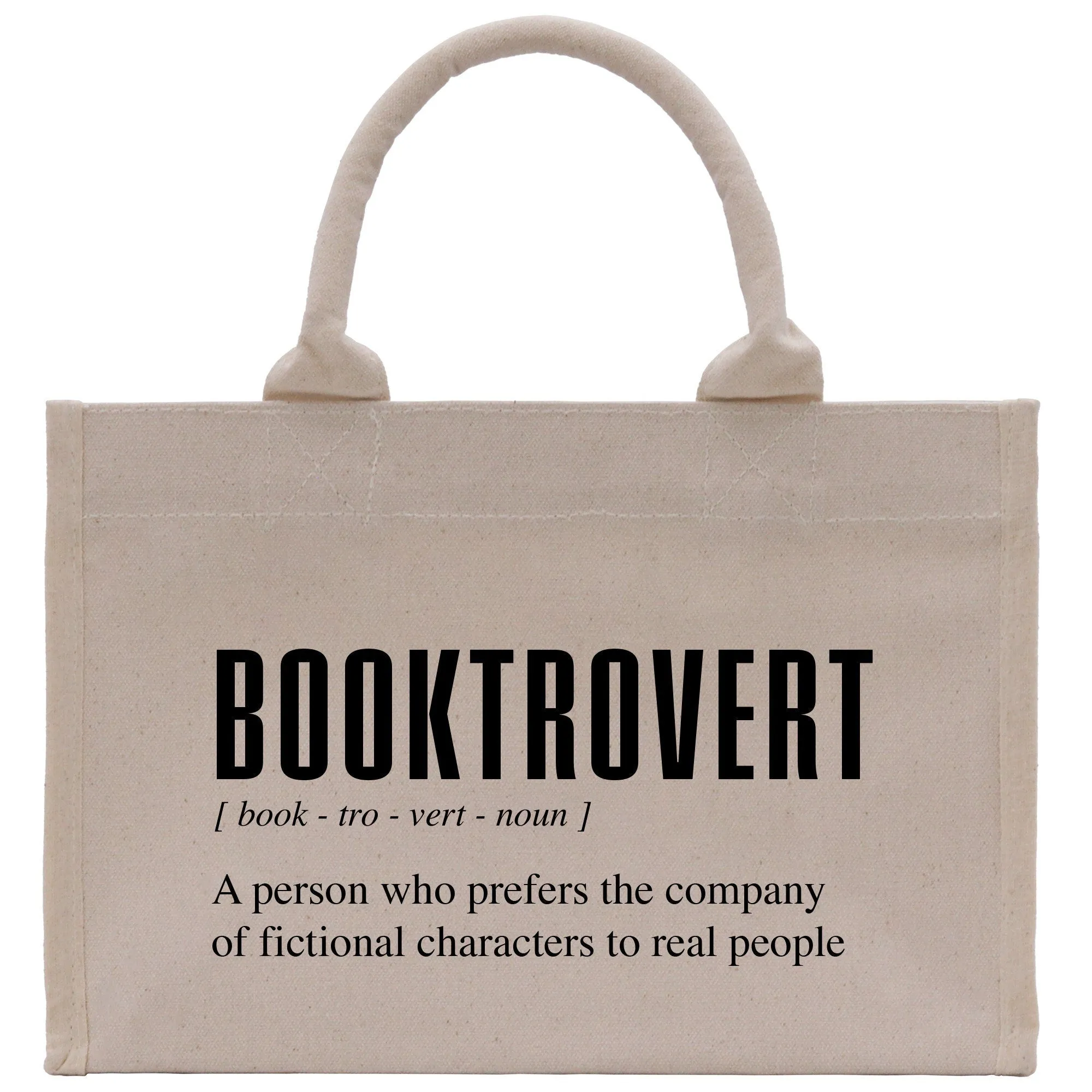 Booktrovert  Cotton Canvas  Small Tote Bag Book Lover Library Bag Bookworm Gift Bag School Librarian Gift Tote (BTB1003)