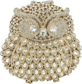 Boutique De FGG Owl Crystal Clutch Bag Animal Evening Handbags Women Formal Party Rhinestone Clutch Purse,Mini