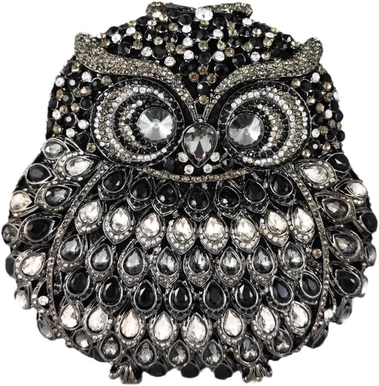 Boutique De FGG Owl Crystal Clutch Bag Animal Evening Handbags Women Formal Party Rhinestone Clutch Purse,Mini