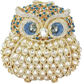 Boutique De FGG Owl Crystal Clutch Bag Animal Evening Handbags Women Formal Party Rhinestone Clutch Purse,Mini