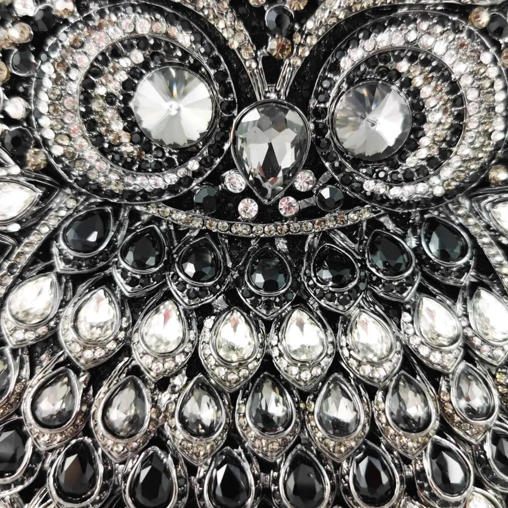 Boutique De FGG Owl Crystal Clutch Bag Animal Evening Handbags Women Formal Party Rhinestone Clutch Purse,Mini