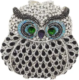 Boutique De FGG Owl Crystal Clutch Bag Animal Evening Handbags Women Formal Party Rhinestone Clutch Purse,Mini