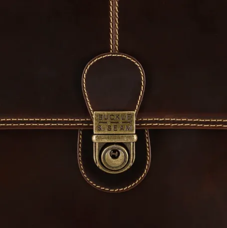 Buckle & Seam Satchel Cara in Brown Leather