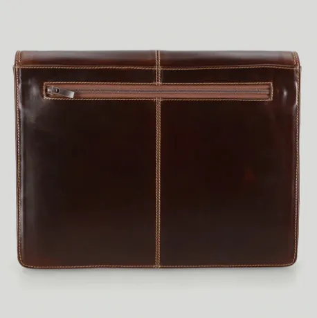 Buckle & Seam Satchel Cara in Brown Leather