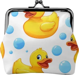 Buckle Coin Purse (Cute Funny cartoon Yellow Rubber Ducks Bubbles (4))
