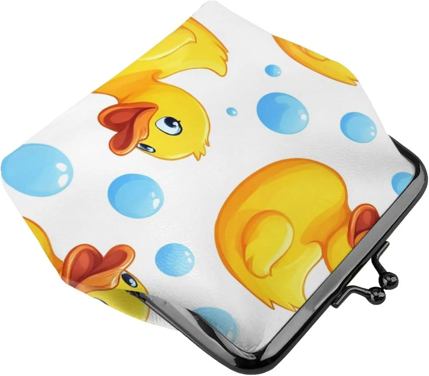 Buckle Coin Purse (Cute Funny cartoon Yellow Rubber Ducks Bubbles (4))