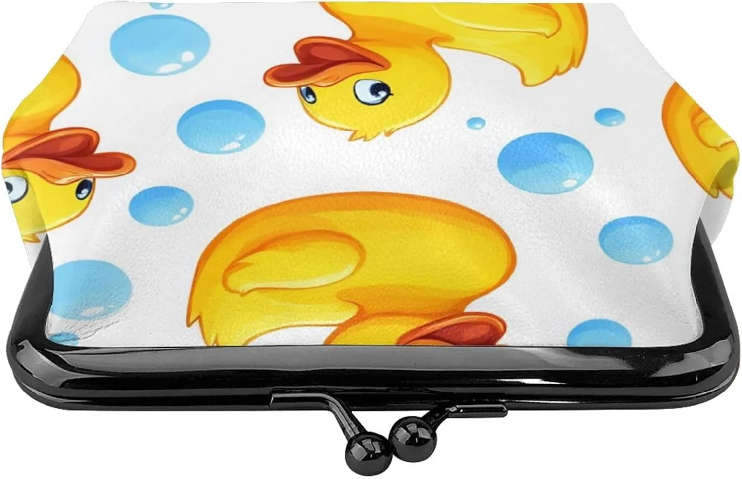 Buckle Coin Purse (Cute Funny cartoon Yellow Rubber Ducks Bubbles (4))