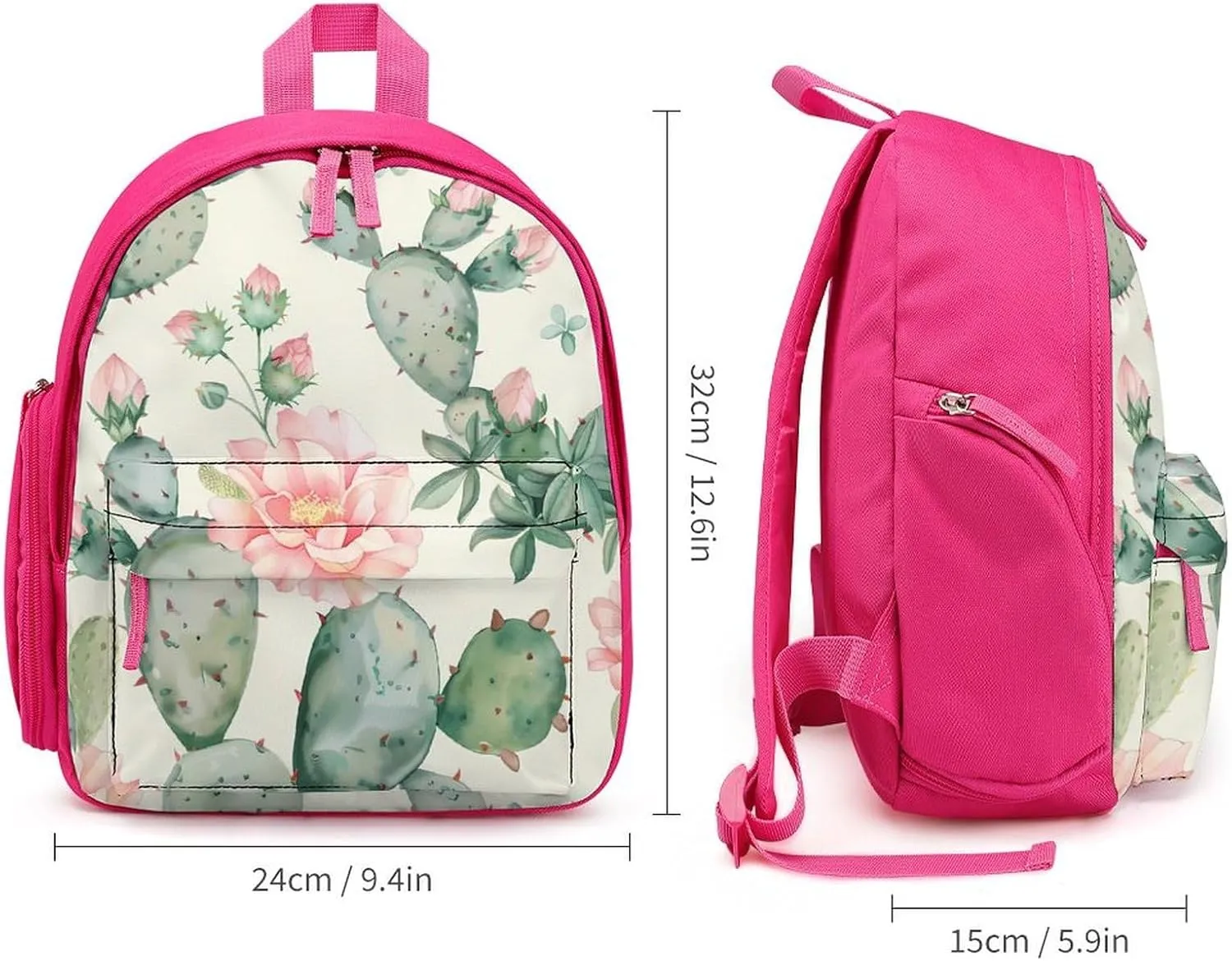 Cactus And Flowers Cute Backpack Daily Casual Daypack Travel Mini Bag with Adjustable Strap Pink-style-44