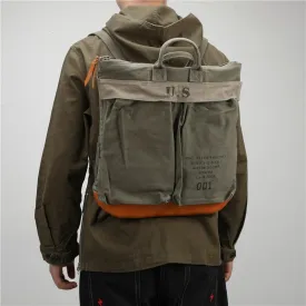 Canvas Army Backpack for Men Army Green Canvas Mens Backpacks Canvas Satchel Backpack Bag