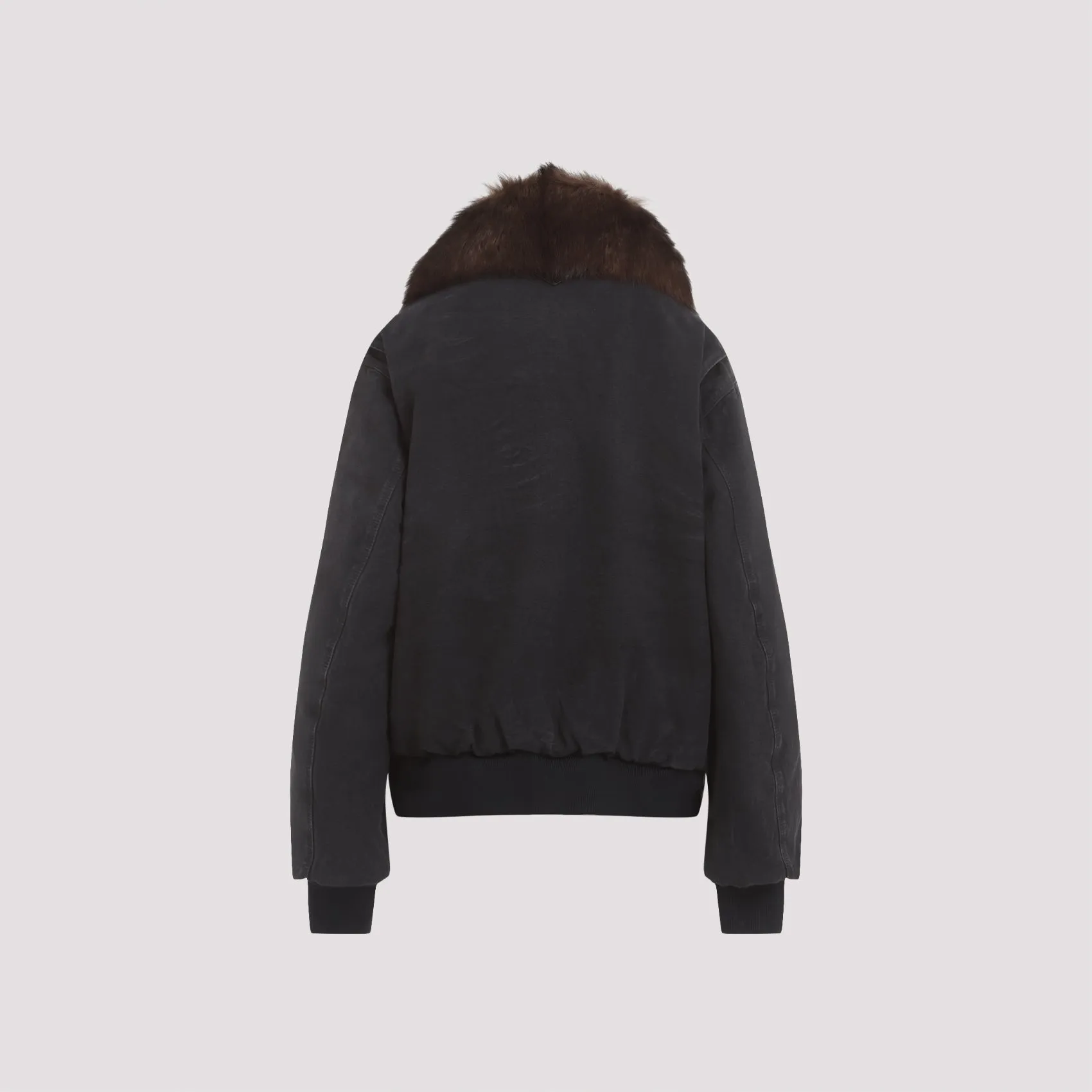 CANVAS BLOUSON FAKE FUR NECK