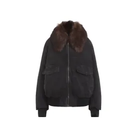 CANVAS BLOUSON FAKE FUR NECK
