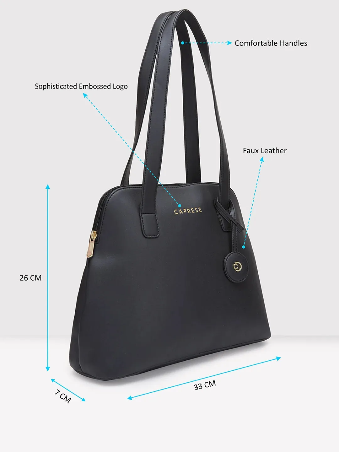 Caprese Jensen Small Satchel Solid Faux Leather For Women Black