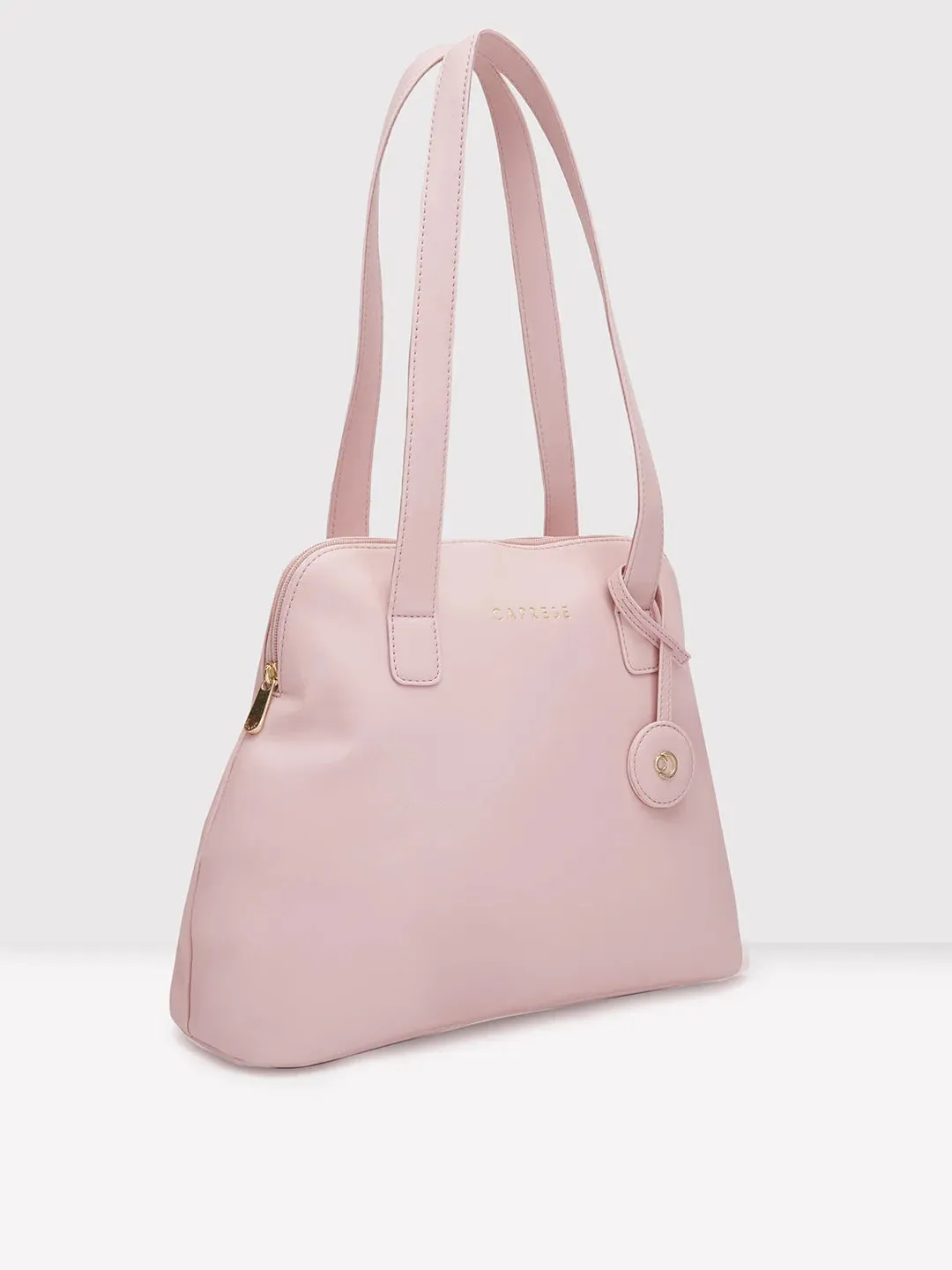 Caprese Jensen Small Satchel Solid Faux Leather For Women Powder Pink