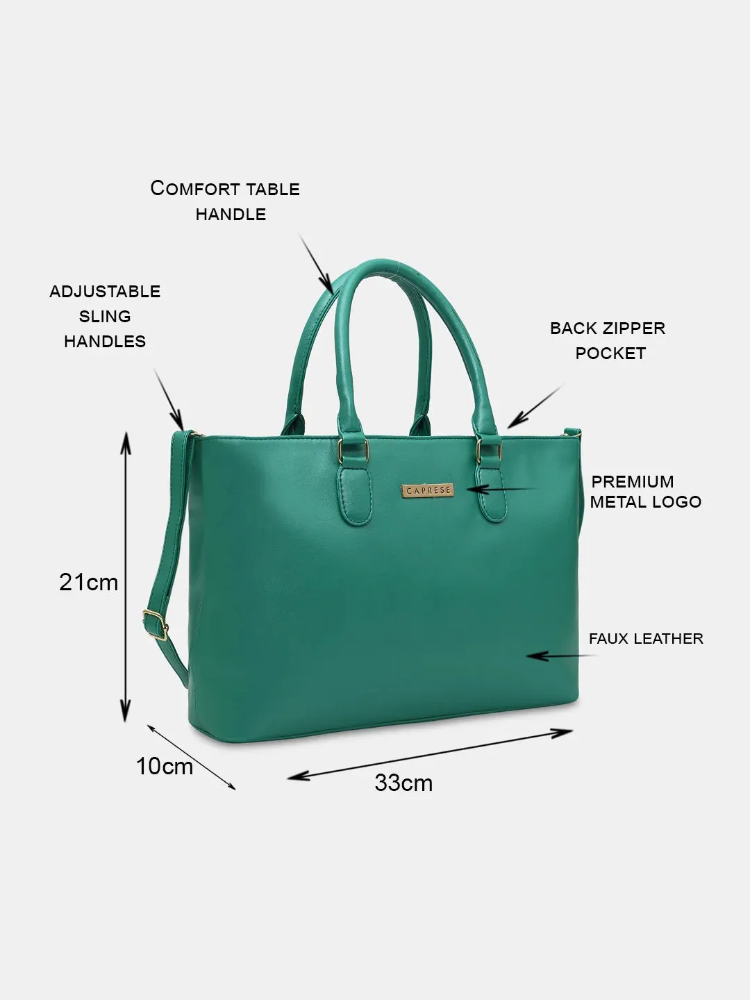 Caprese Juno Medium Satchel Metallic Faux Leather For Women Green