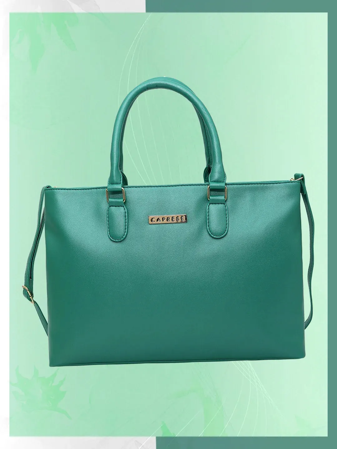 Caprese Juno Medium Satchel Metallic Faux Leather For Women Green
