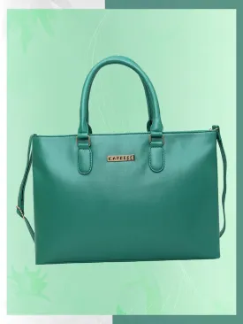 Caprese Juno Medium Satchel Metallic Faux Leather For Women Green