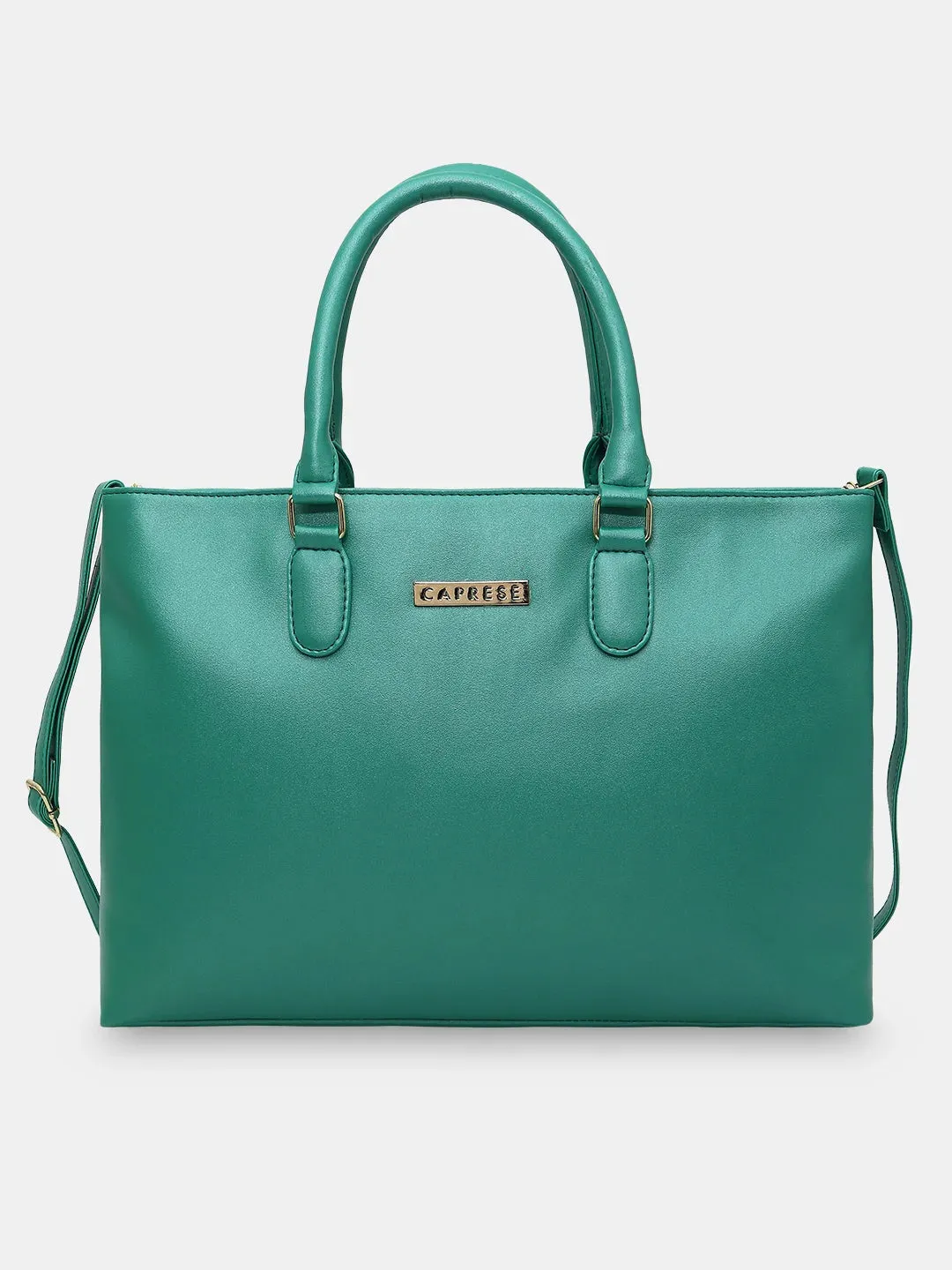 Caprese Juno Medium Satchel Metallic Faux Leather For Women Green
