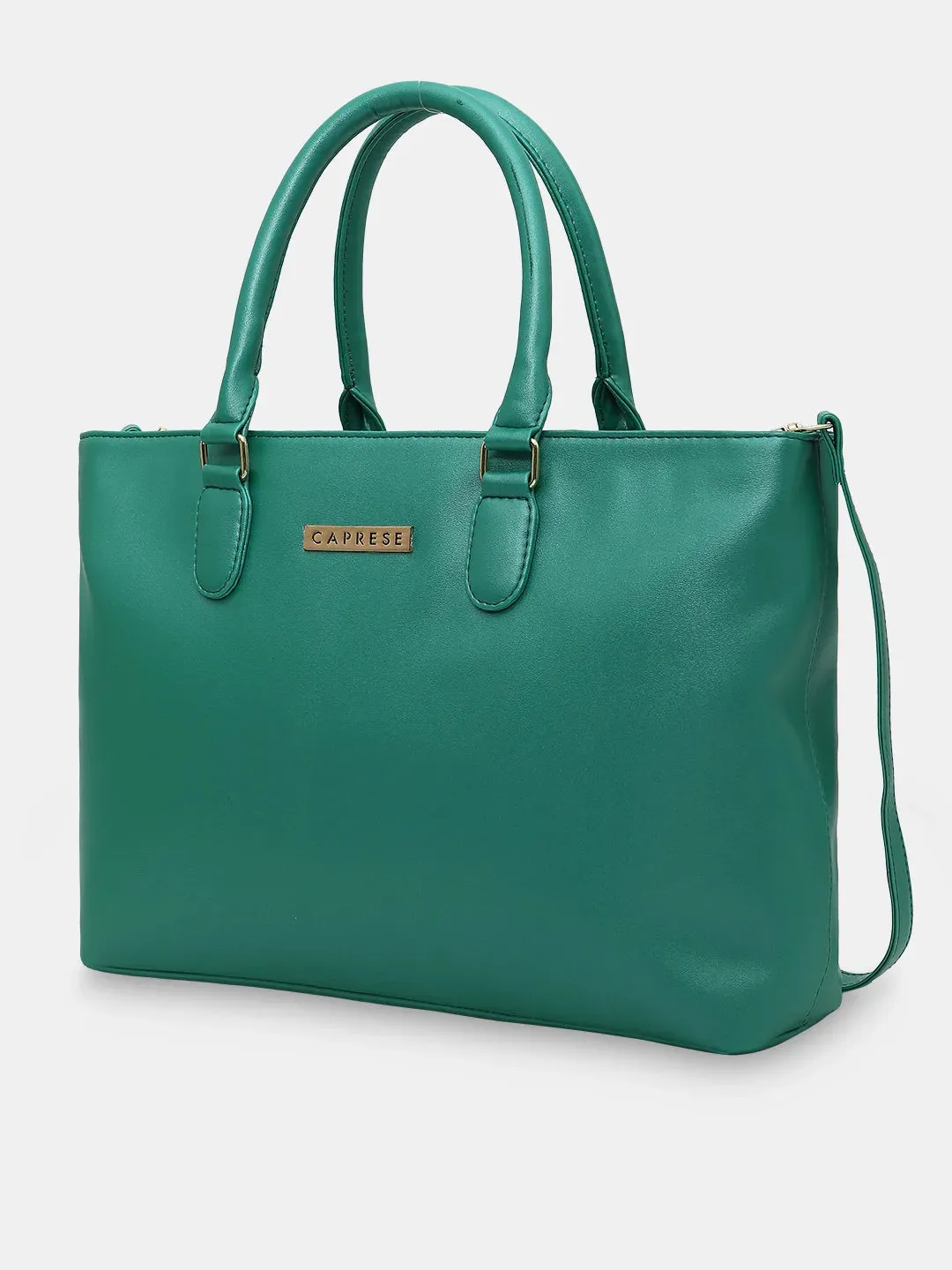 Caprese Juno Medium Satchel Metallic Faux Leather For Women Green