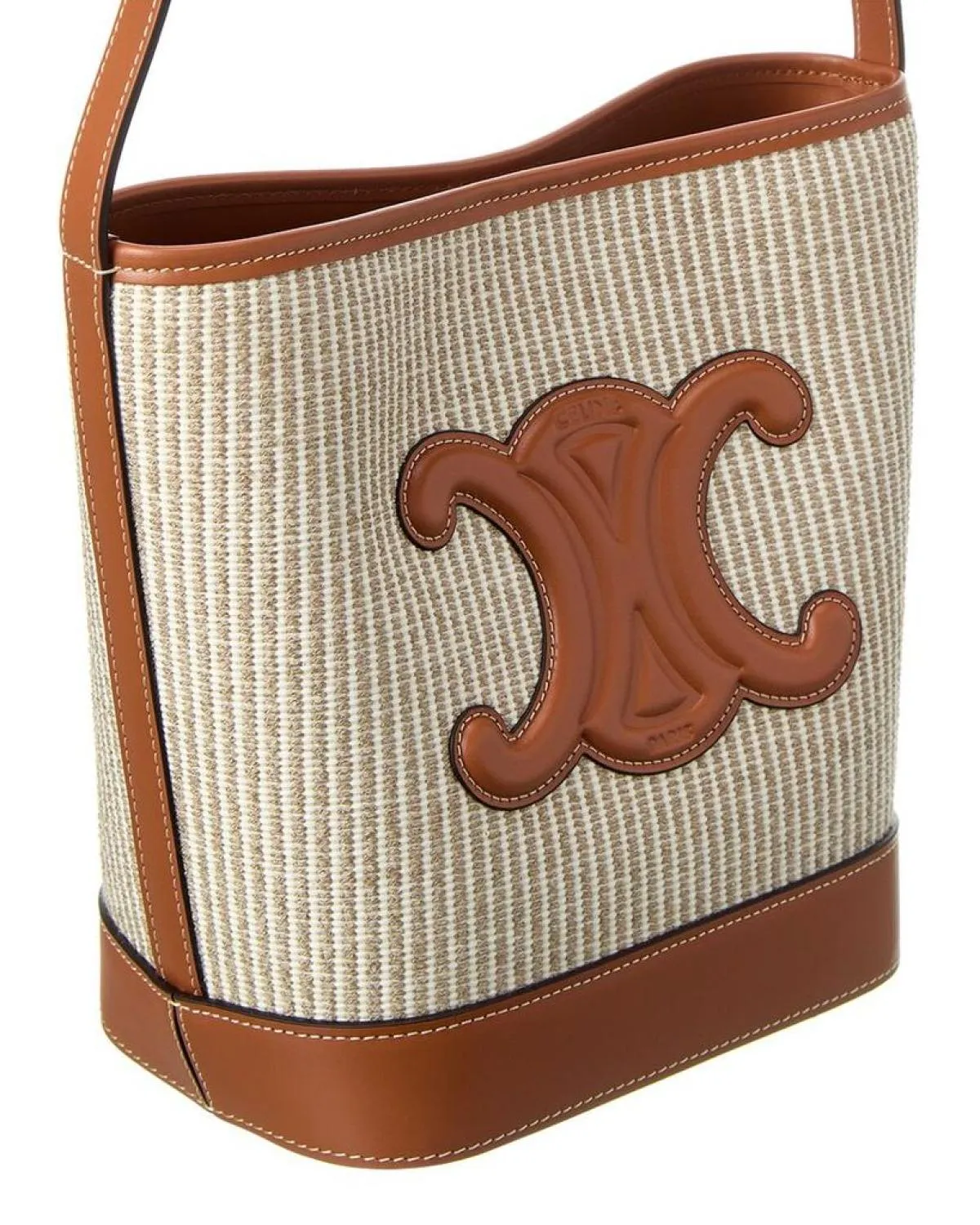 CELINE Triomphe Small Canvas & Leather Bucket Bag