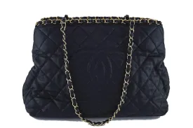 Chanel Black Quilted Timeless Chain Around Grand Shopping Tote GST Bag