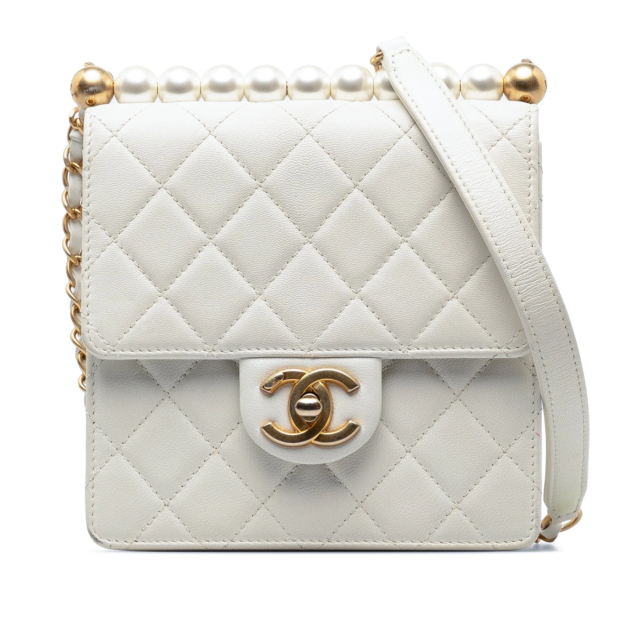 Chanel Small Lambskin Chic Pearls Flap Crossbody Bag