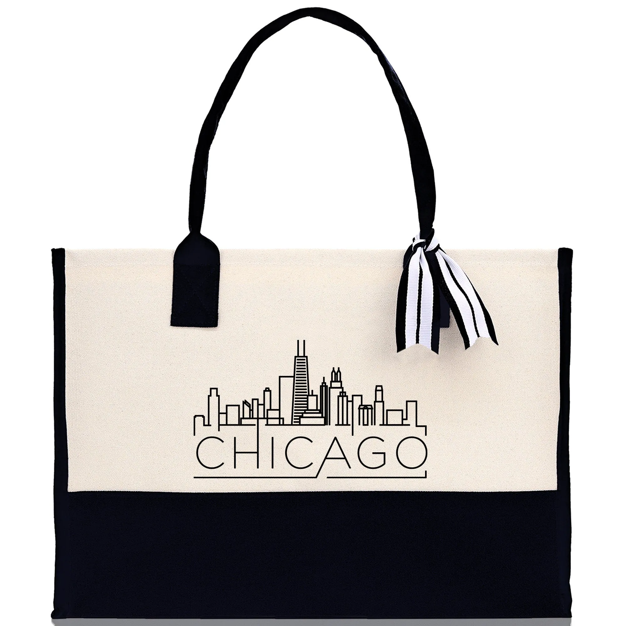 Chicago Cotton Canvas Tote Bag Travel Vacation Tote Employee and Client Gift Wedding Favor Birthday Welcome Tote Bag Bridesmaid Gift
