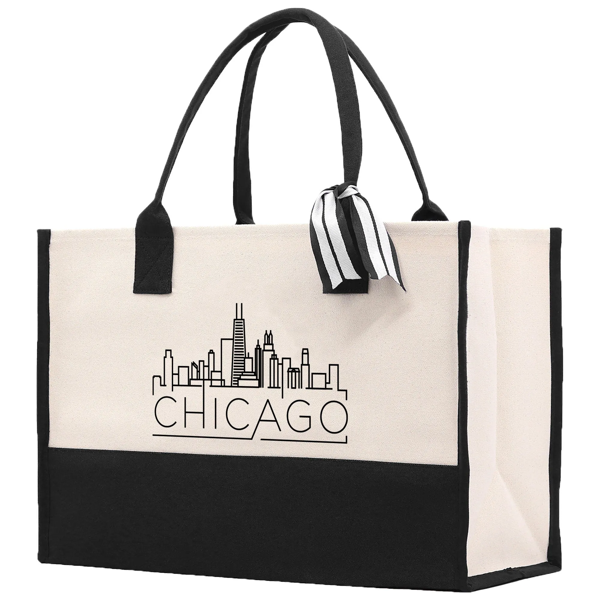 Chicago Cotton Canvas Tote Bag Travel Vacation Tote Employee and Client Gift Wedding Favor Birthday Welcome Tote Bag Bridesmaid Gift