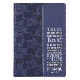 Christian Art Gifts Navy Faux Leather Journal | Trust in the Lord Proverbs 3:5 Bible Verse | Flexcover Inspirational Notebook w/Ribbon and Lined Pages, 6 x 8.5 Inches Imitation Leather  February 1, 2020
