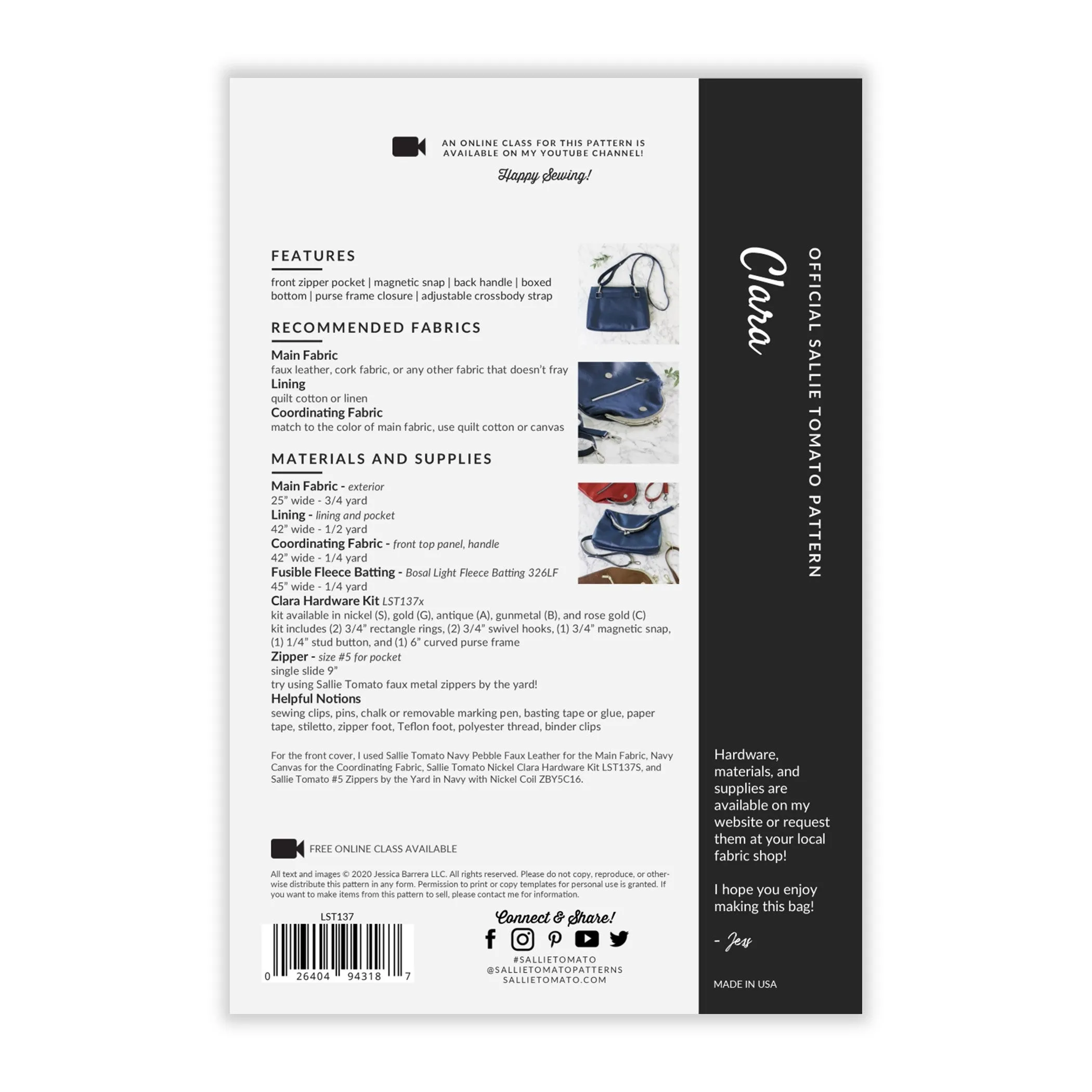 Clara Bag Instant Download